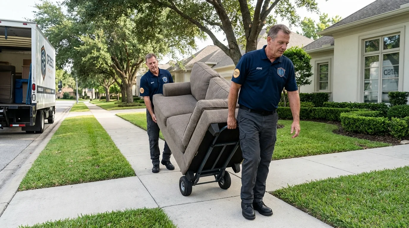 Local residential moving crew loading furniture in Woodinville, WA