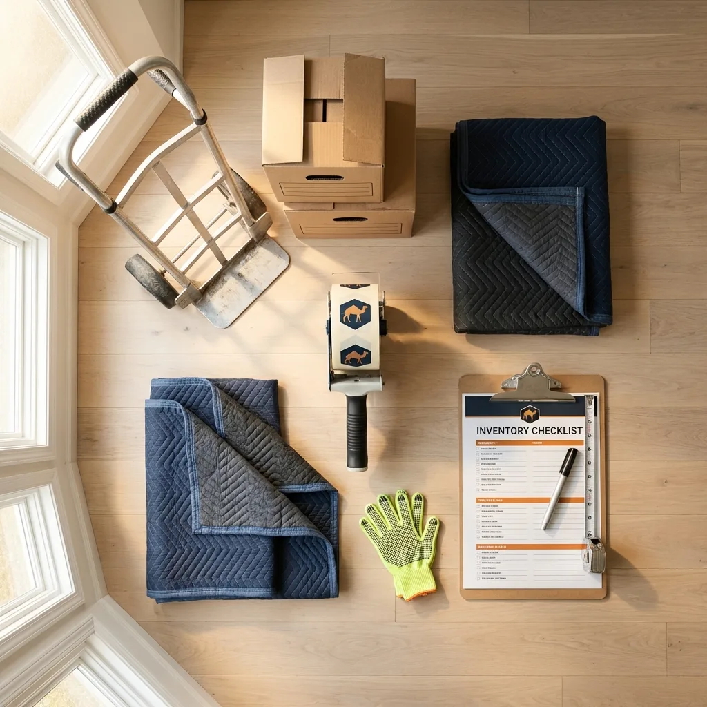 Professional moving supplies and packing materials layout for Woodinville residential relocations